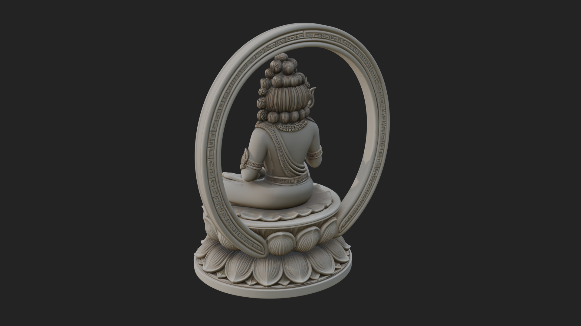 Crowned Bodhisattva Statue Design 4 3D Print Model 3D Model