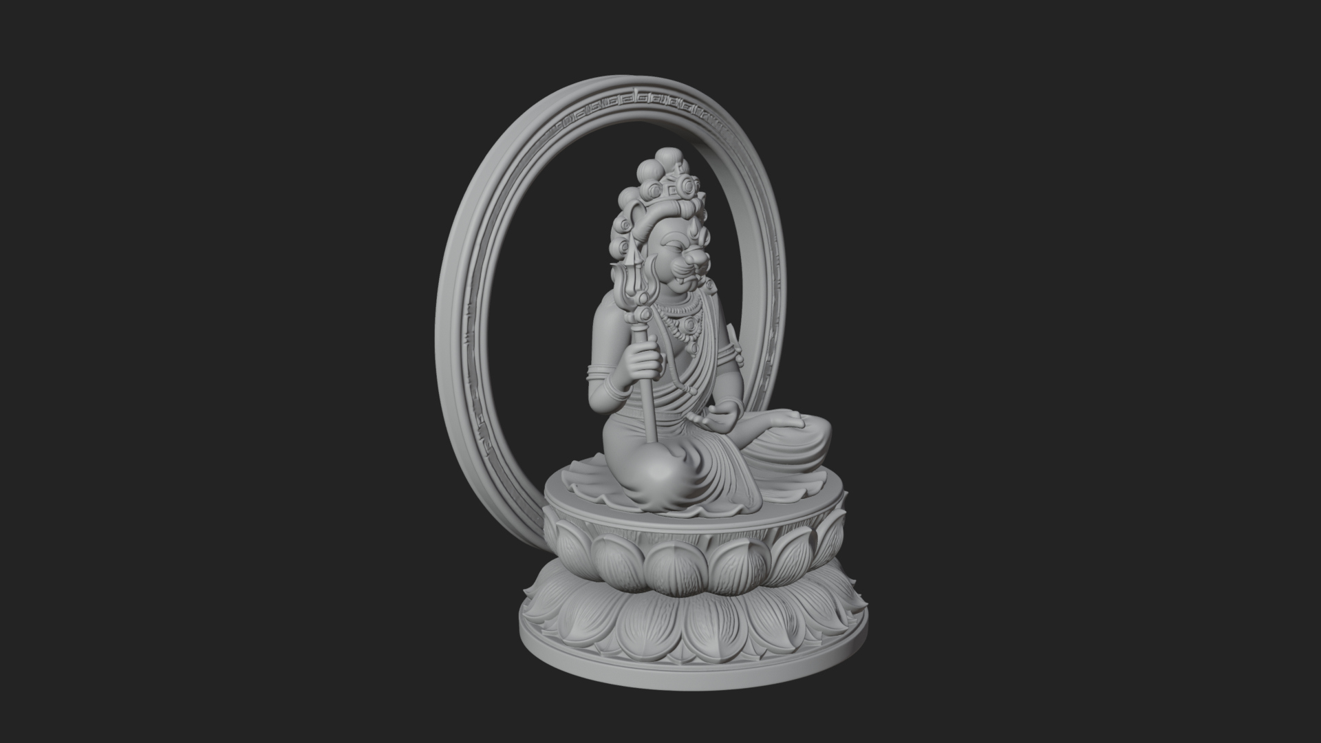 Crowned Bodhisattva Statue Design 4 3D Print Model 3D Model