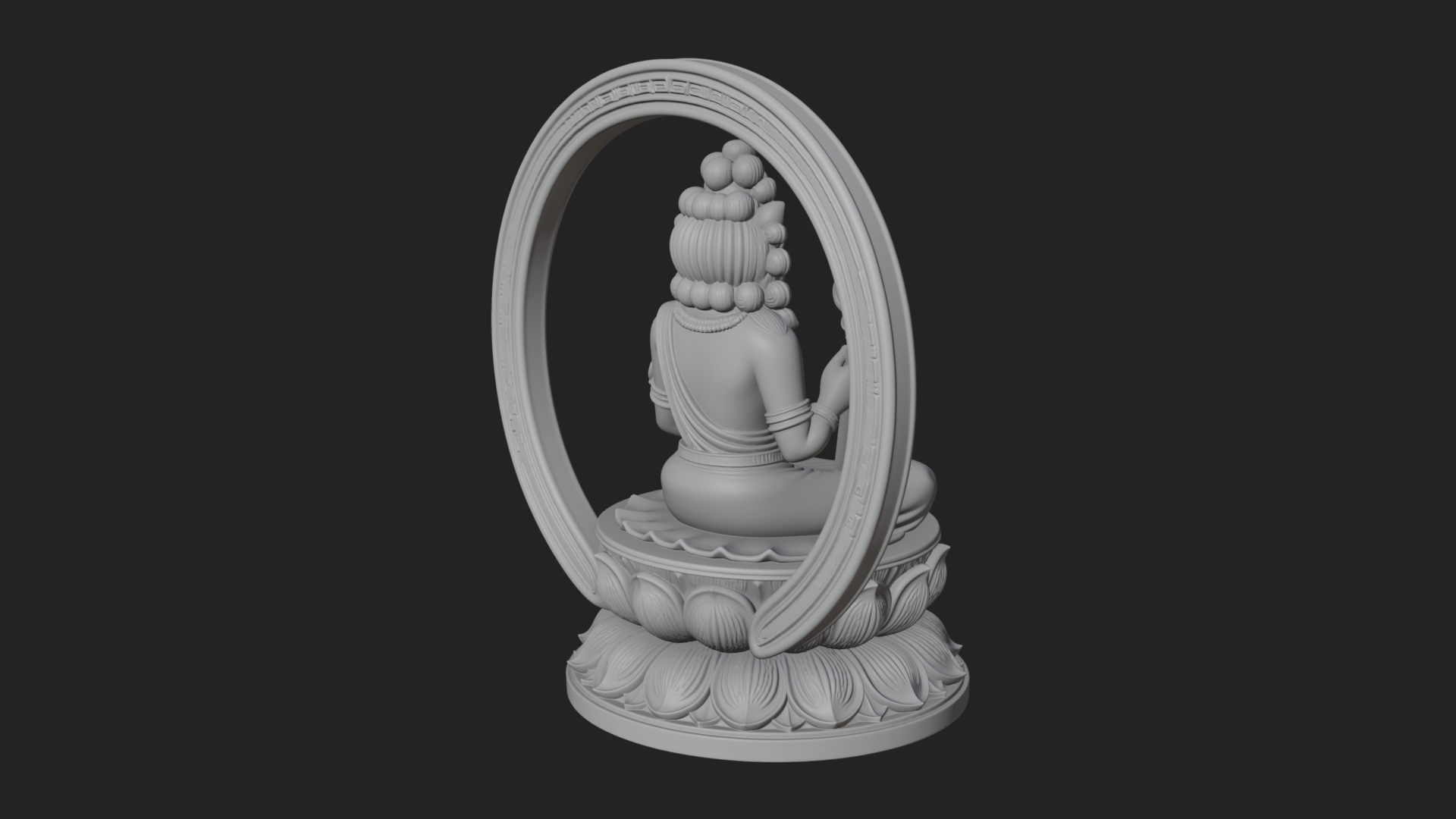 Crowned Bodhisattva Statue Design 4 3D Print Model 3D Model