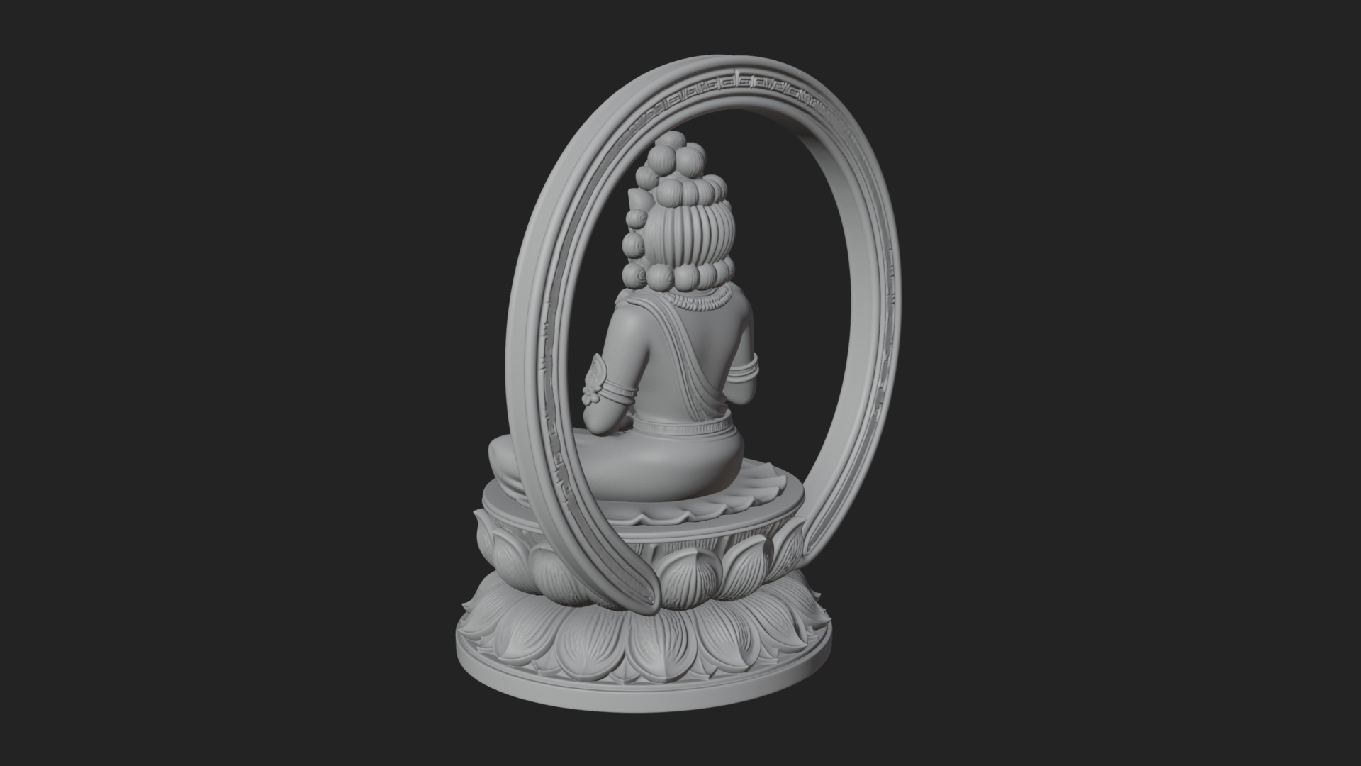 Crowned Bodhisattva Statue Design 4 3D Print Model 3D Model