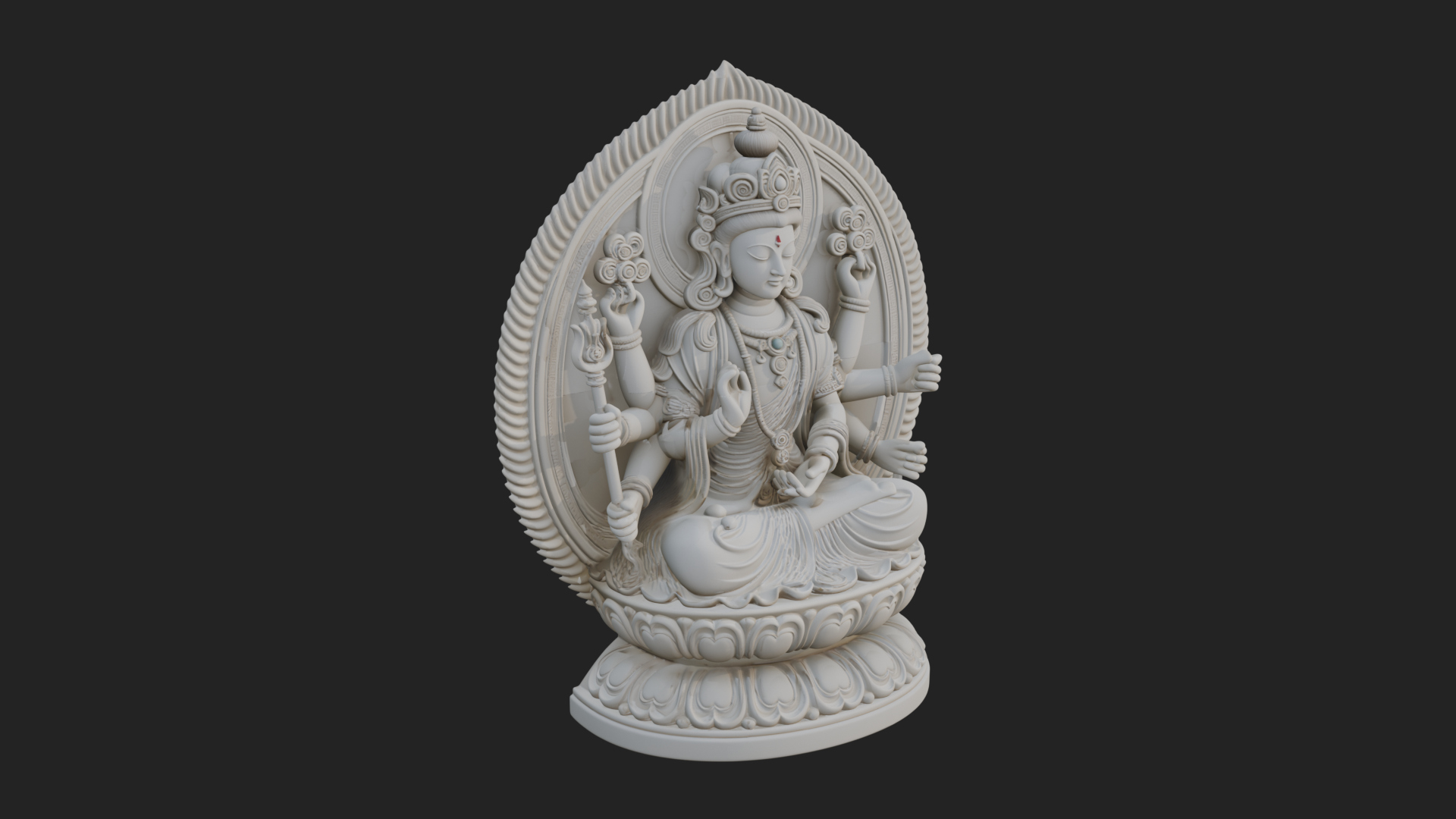 Crowned Bodhisattva Statue Design 5 3D Print Model 3D Model