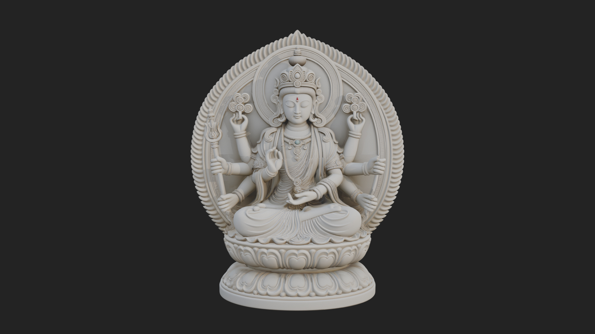 Crowned Bodhisattva Statue Design 5 3D Print Model 3D Model