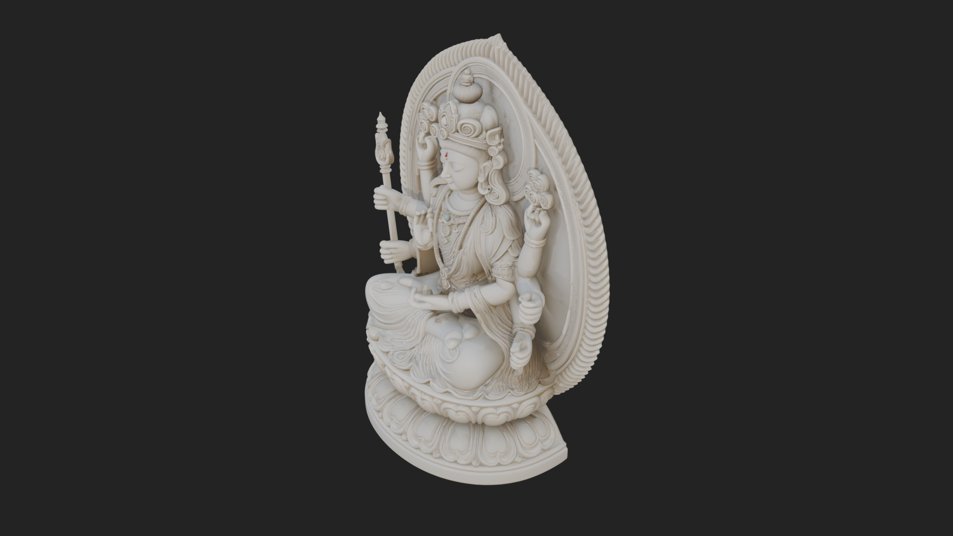 Crowned Bodhisattva Statue Design 5 3D Print Model 3D Model