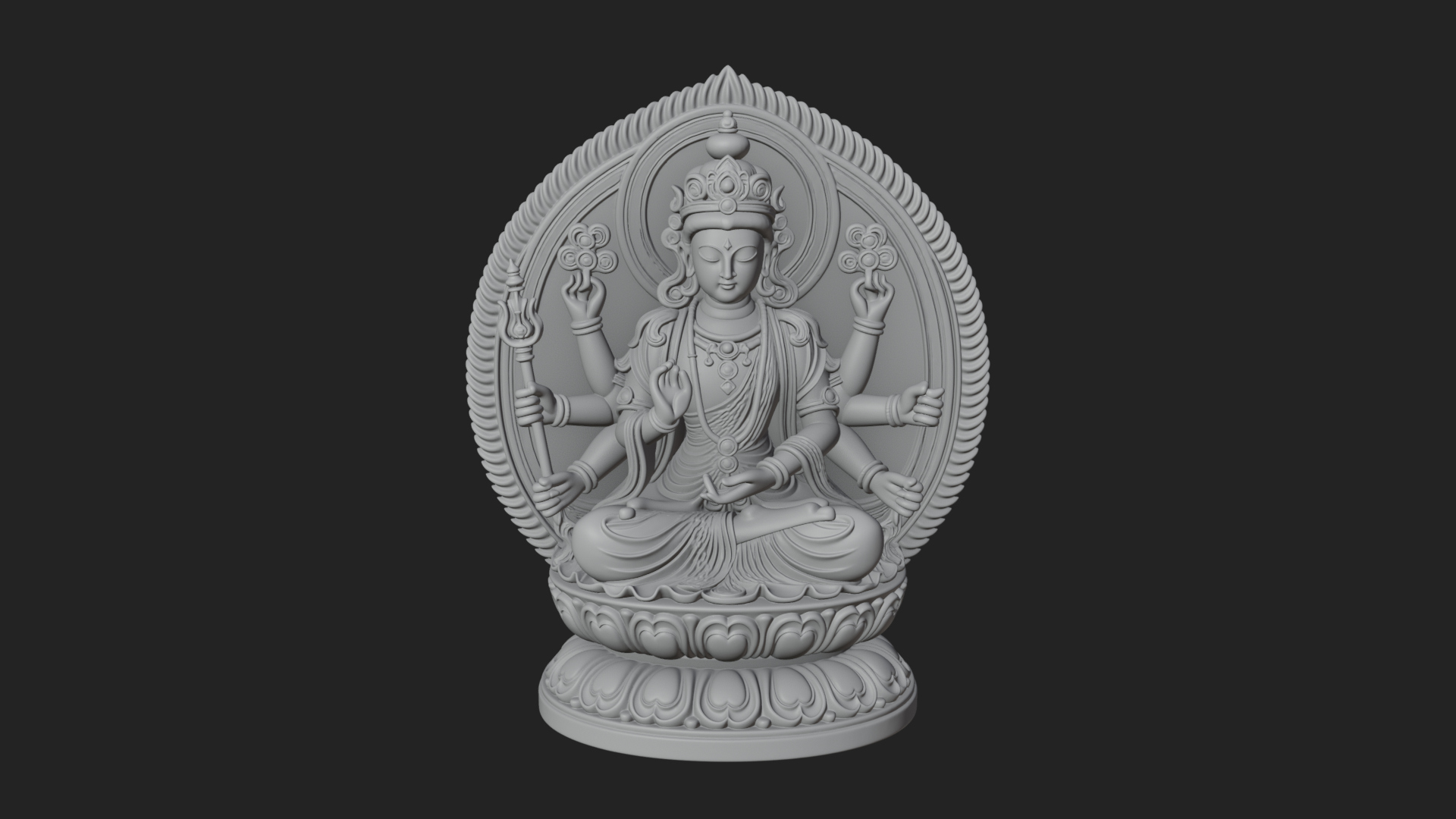 Crowned Bodhisattva Statue Design 5 3D Print Model 3D Model