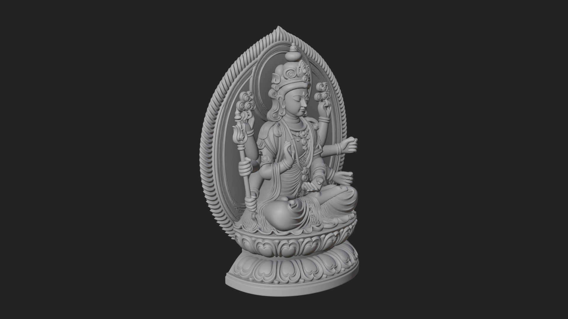 Crowned Bodhisattva Statue Design 5 3D Print Model 3D Model