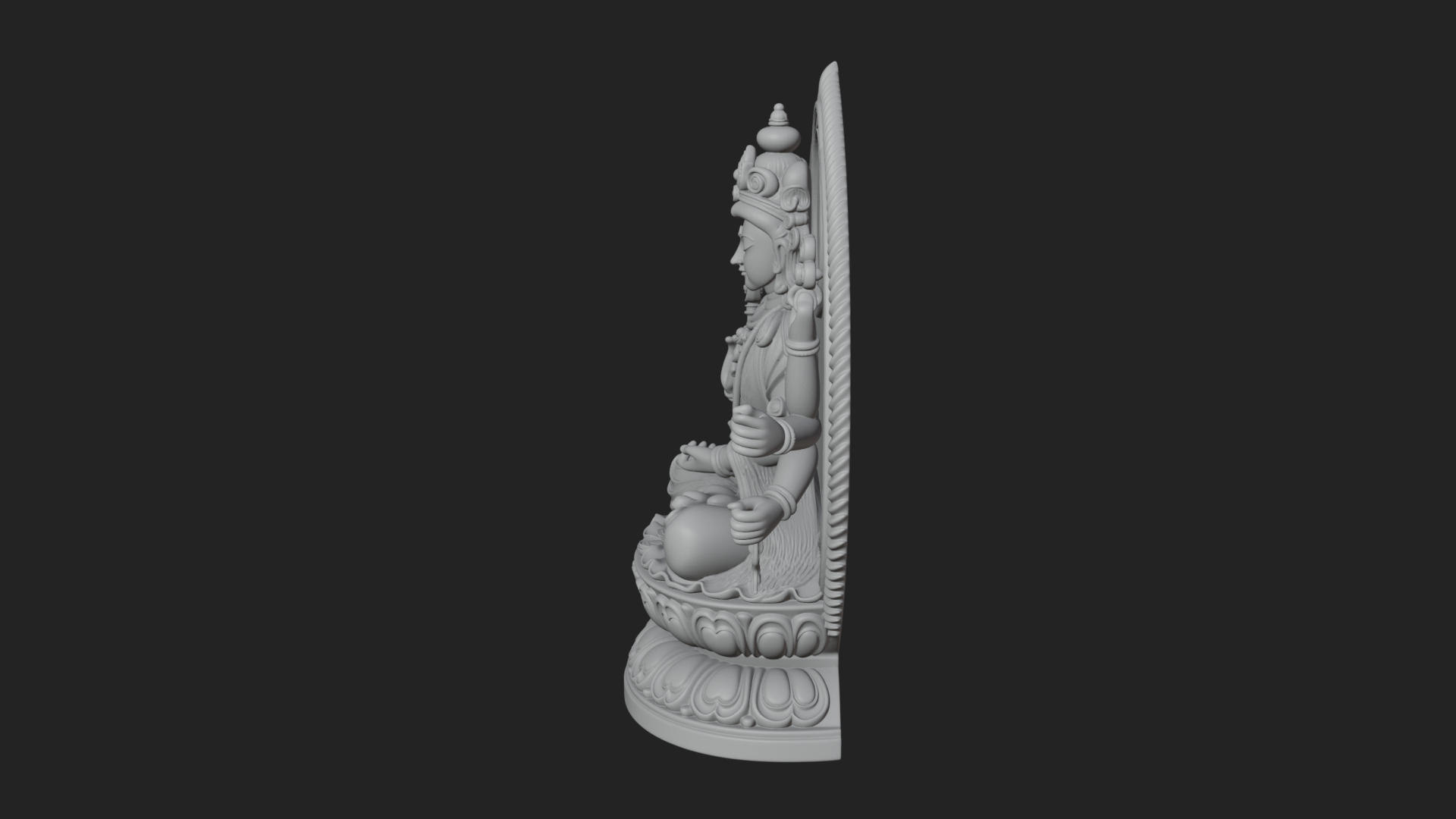 Crowned Bodhisattva Statue Design 5 3D Print Model 3D Model