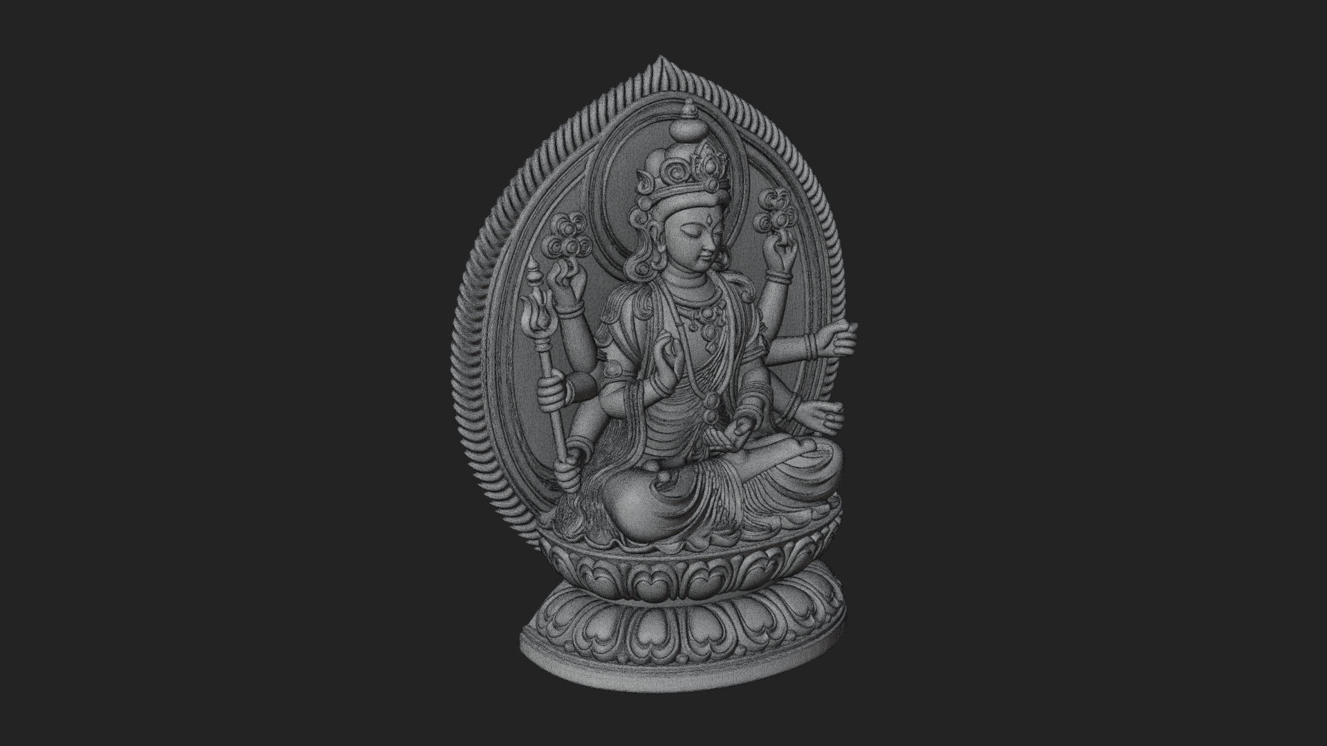 Crowned Bodhisattva Statue Design 5 3D Print Model 3D Model