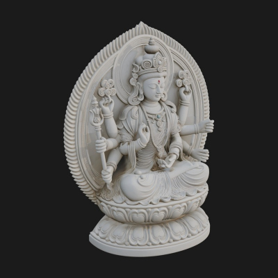 Crowned Bodhisattva Statue Design 5 3D Print Model