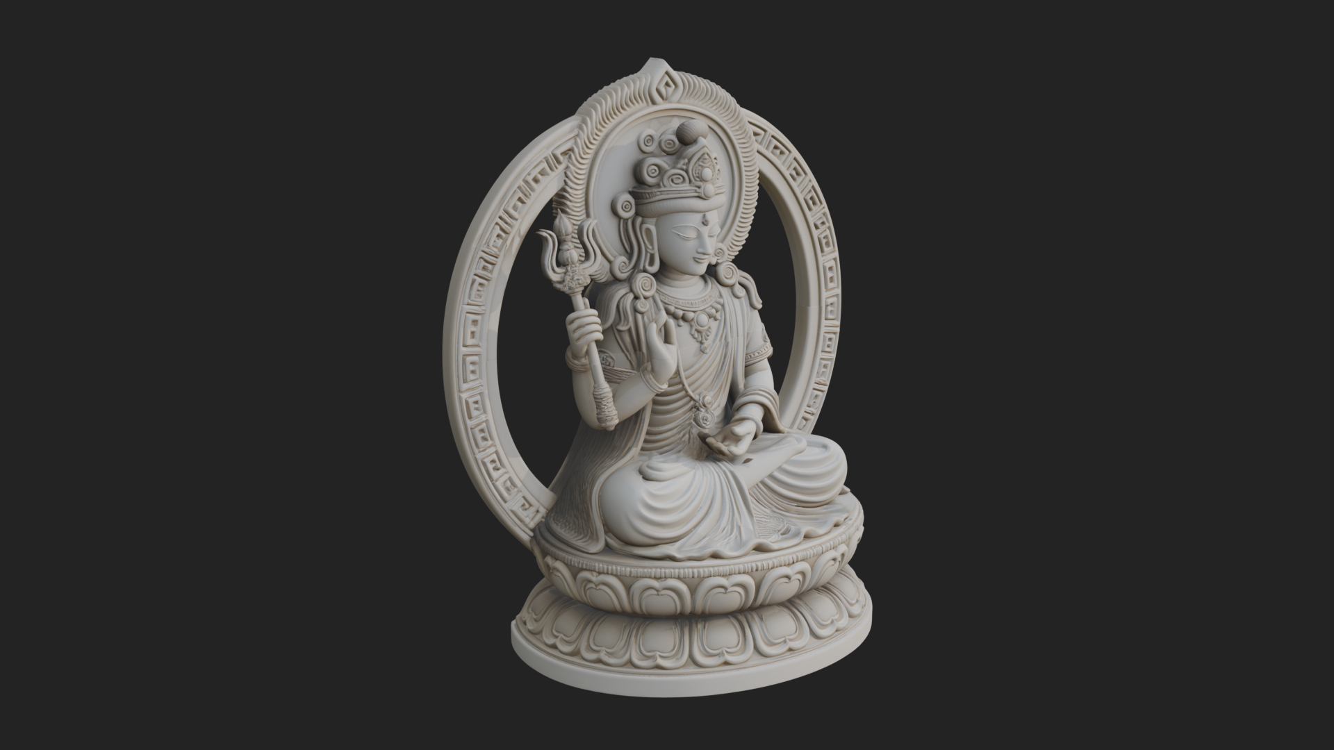 Crowned Bodhisattva Statue Design 6 3D Print Model 3D Model