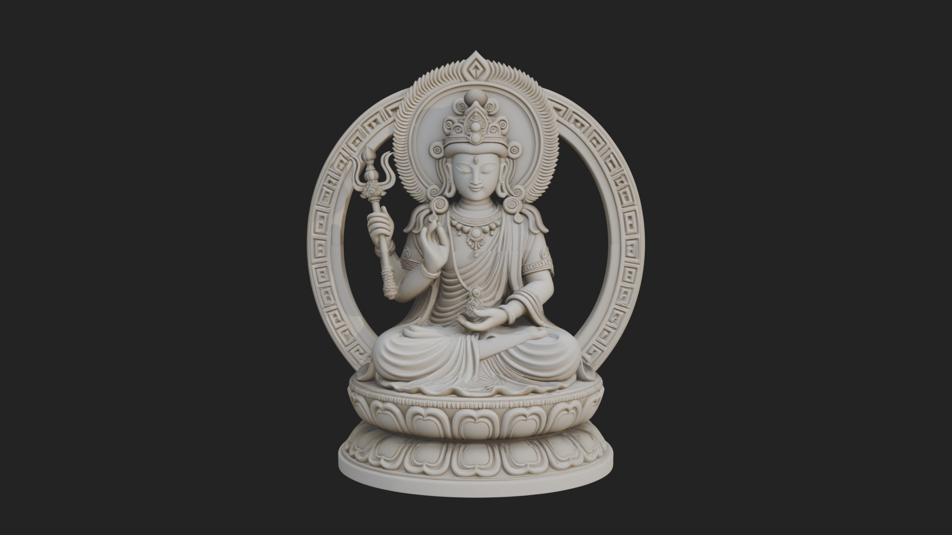 Crowned Bodhisattva Statue Design 6 3D Print Model 3D Model