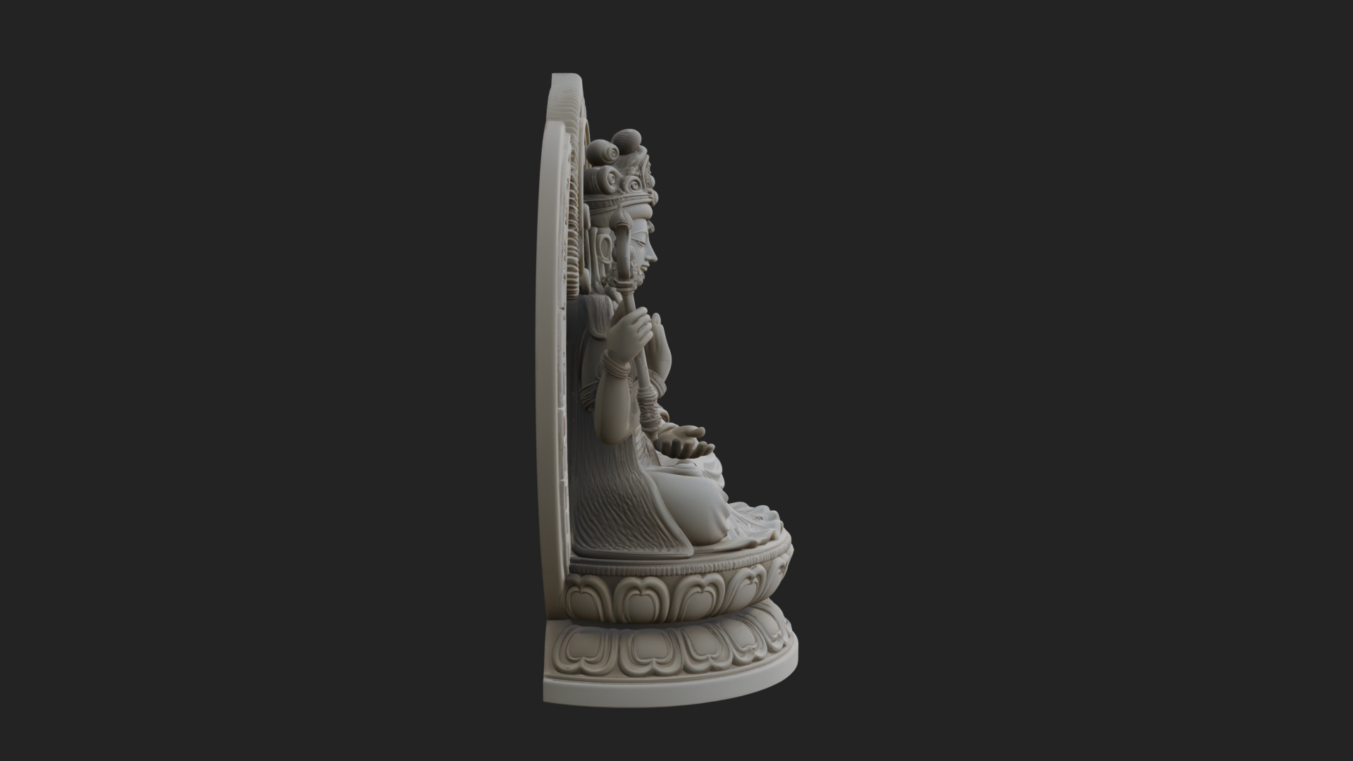 Crowned Bodhisattva Statue Design 6 3D Print Model 3D Model