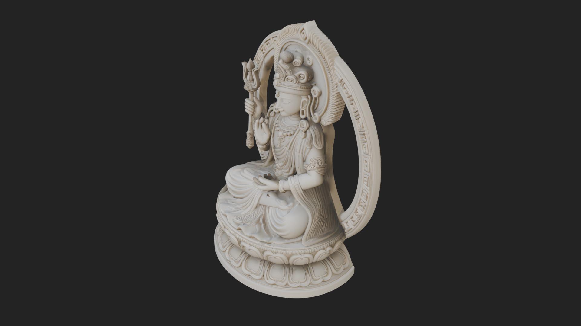 Crowned Bodhisattva Statue Design 6 3D Print Model 3D Model