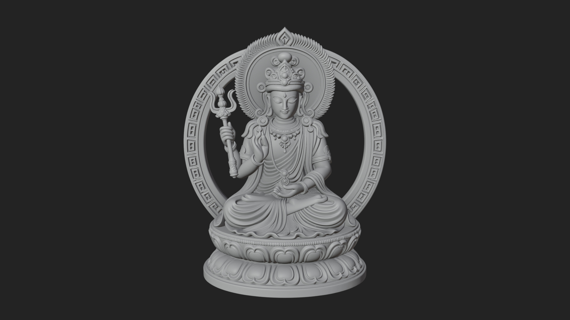 Crowned Bodhisattva Statue Design 6 3D Print Model 3D Model