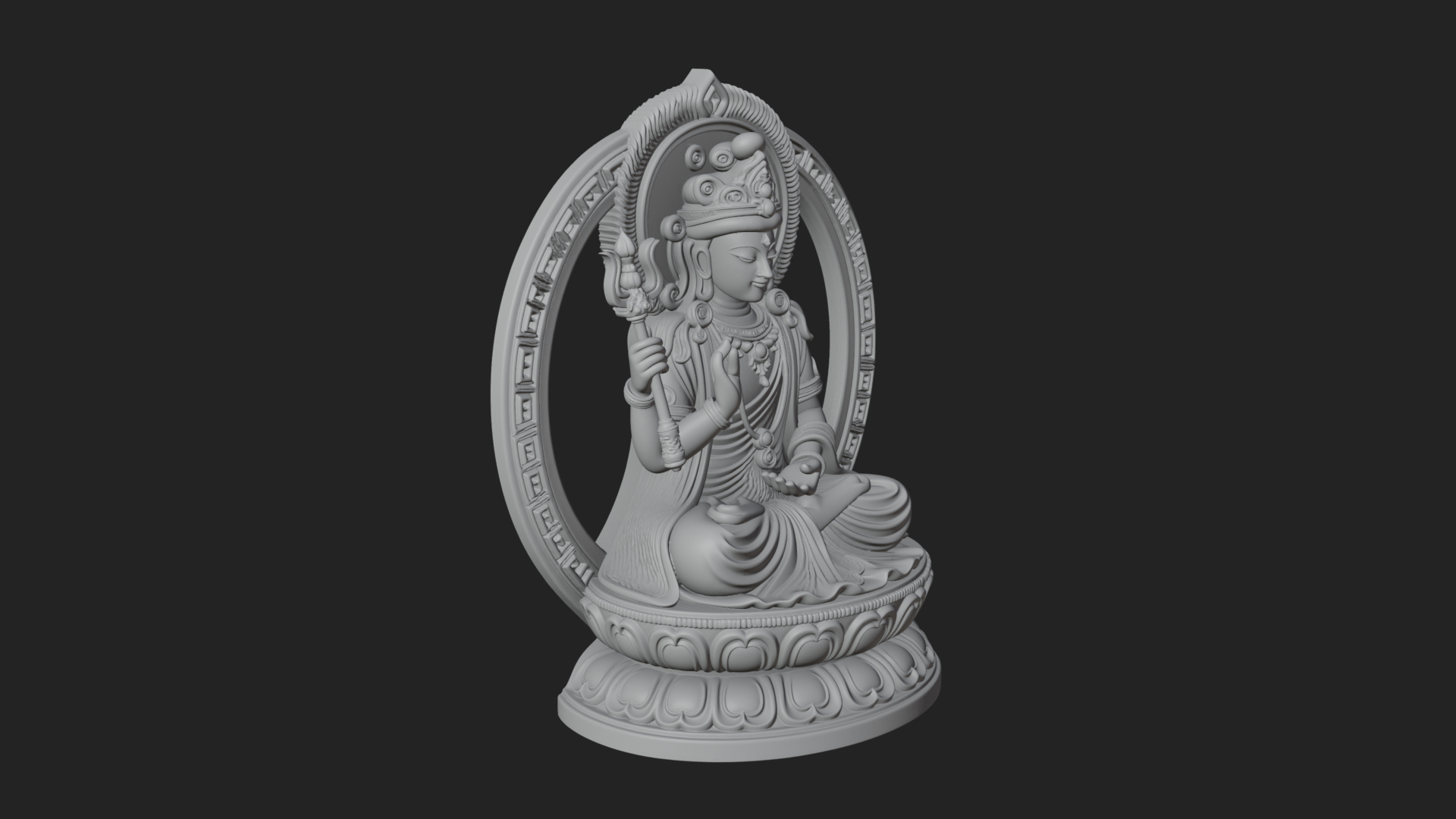 Crowned Bodhisattva Statue Design 6 3D Print Model 3D Model