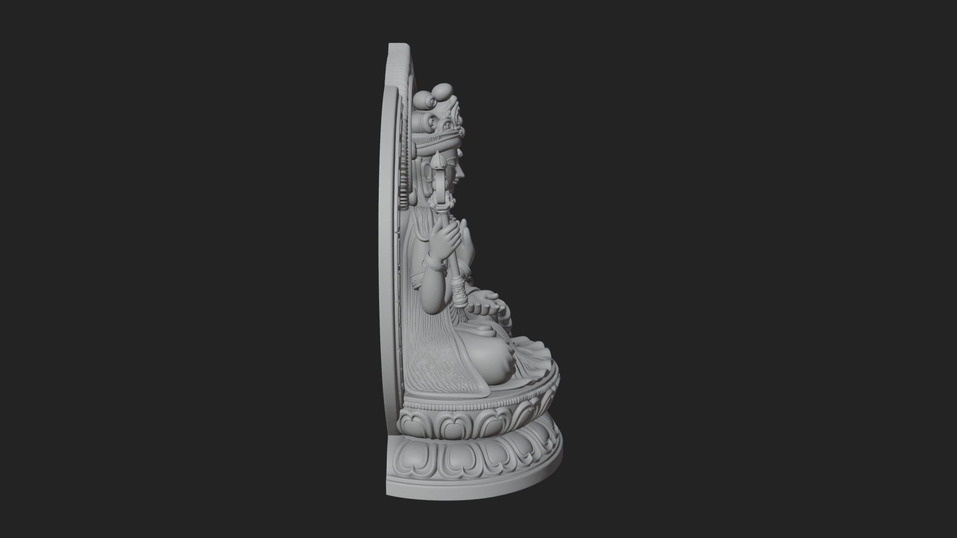 Crowned Bodhisattva Statue Design 6 3D Print Model 3D Model