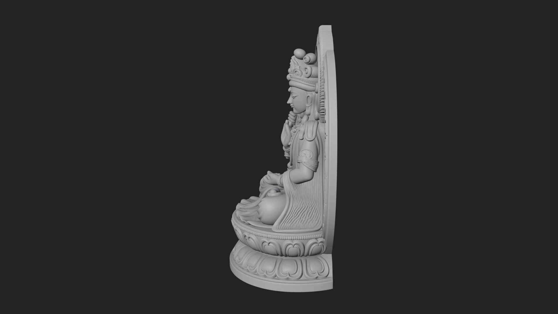 Crowned Bodhisattva Statue Design 6 3D Print Model 3D Model