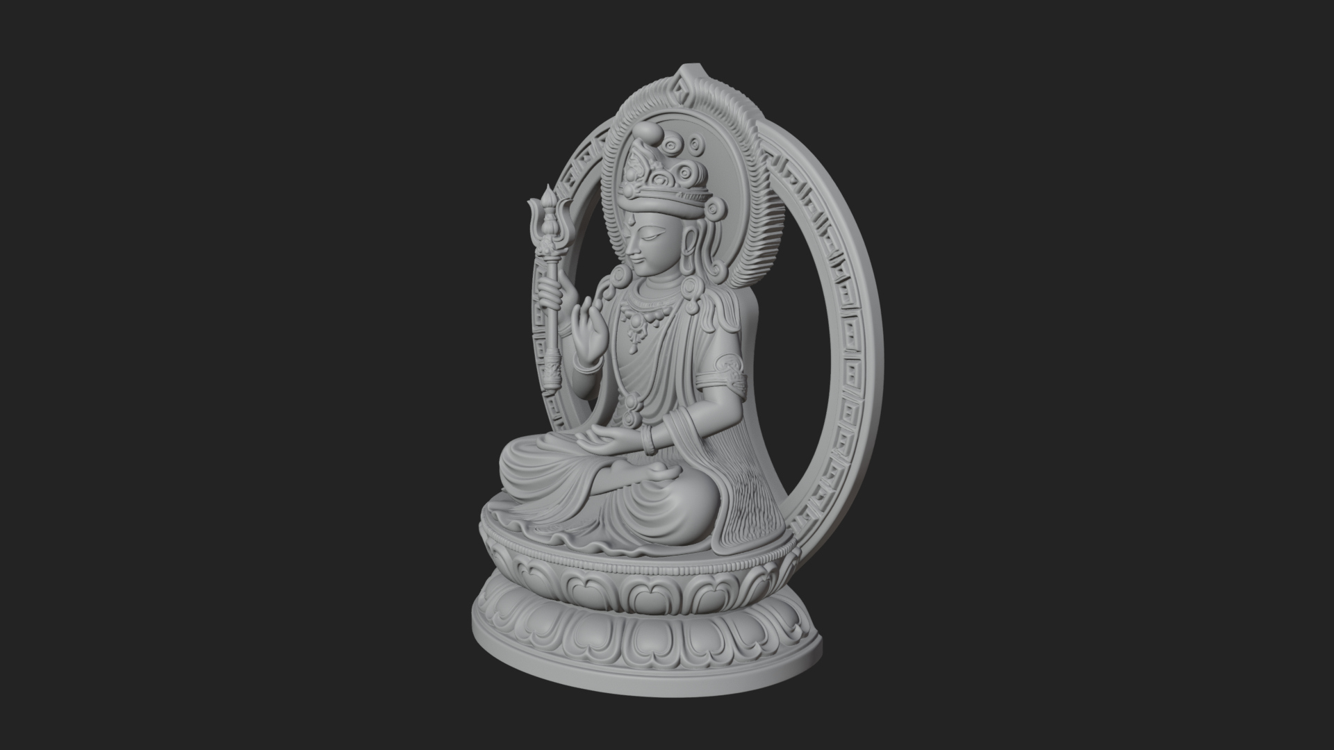 Crowned Bodhisattva Statue Design 6 3D Print Model 3D Model