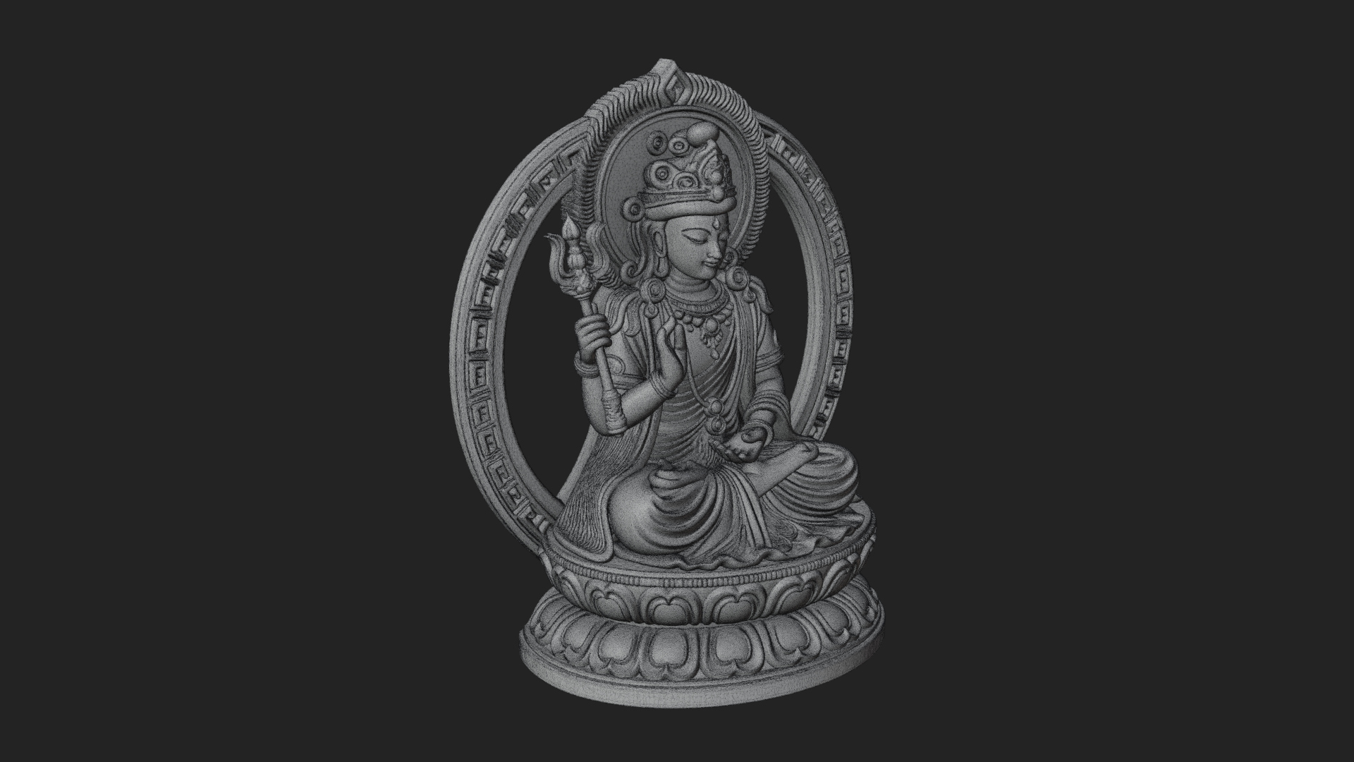 Crowned Bodhisattva Statue Design 6 3D Print Model 3D Model