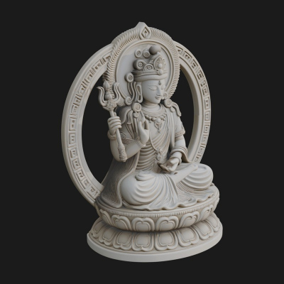 Crowned Bodhisattva Statue Design 6 3D Print Model