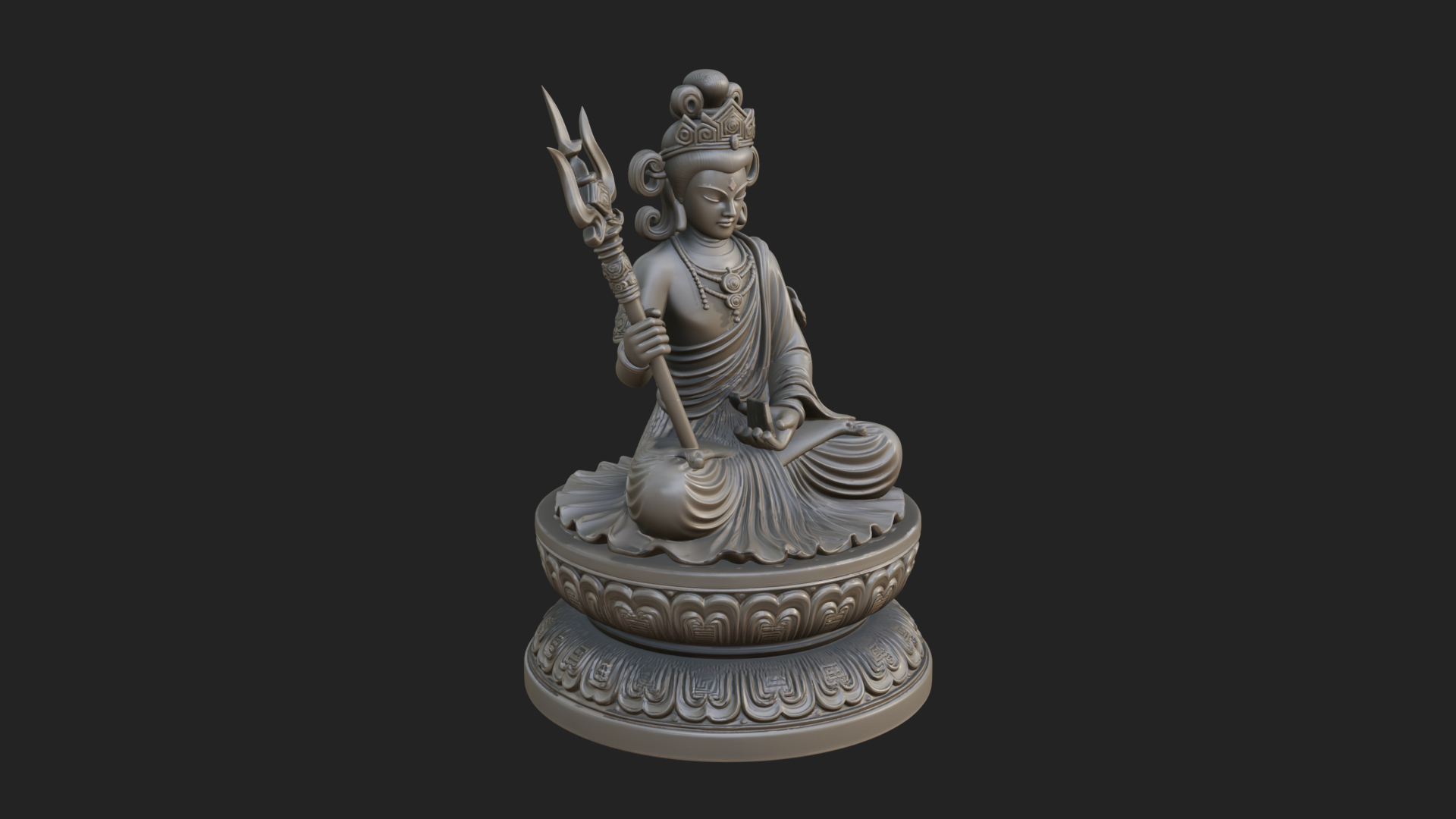 Crowned Bodhisattva Statue Design 7 3D Print Model 3D Model