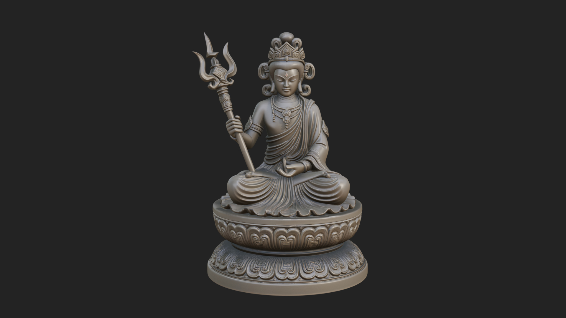 Crowned Bodhisattva Statue Design 7 3D Print Model 3D Model