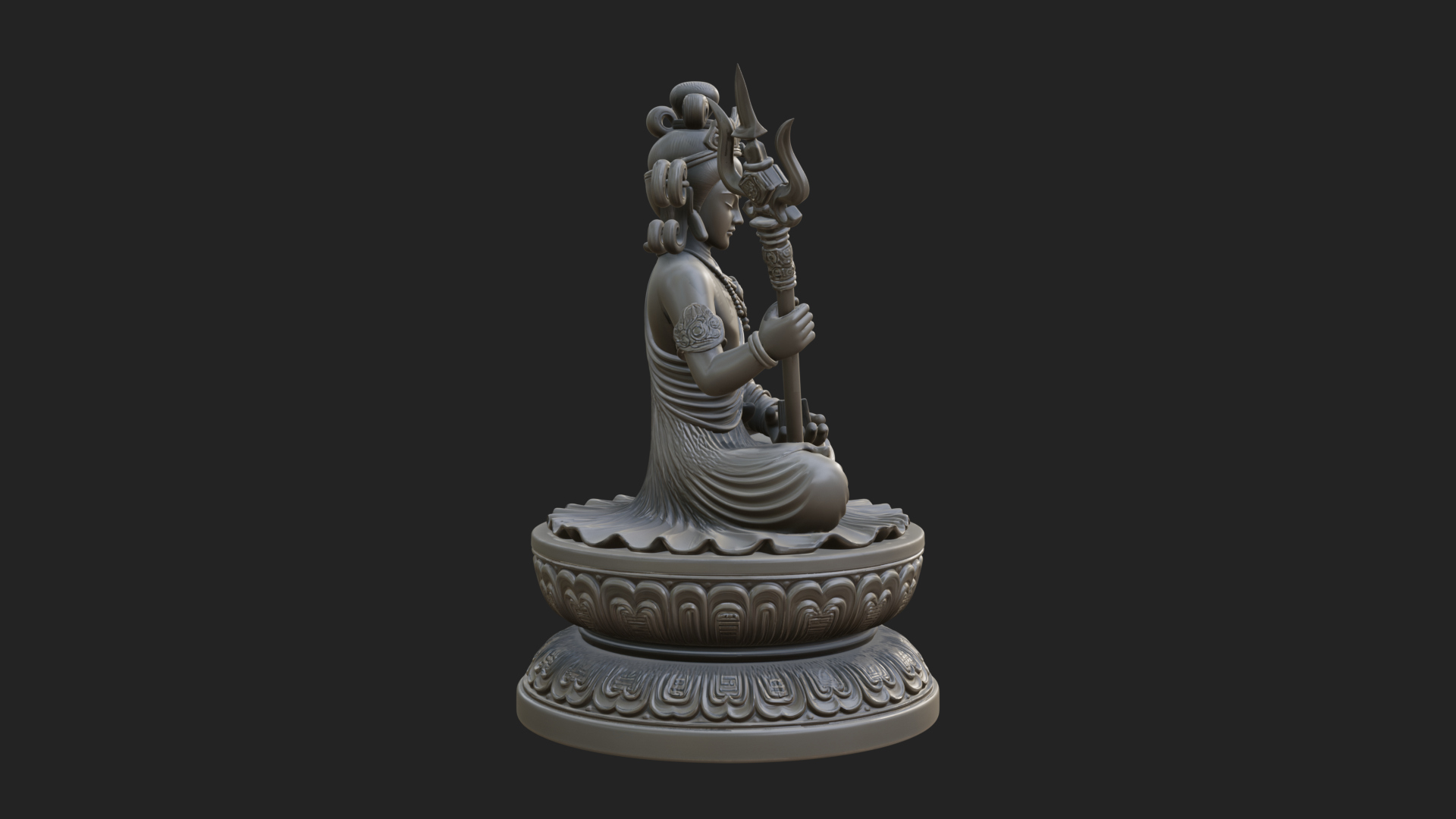 Crowned Bodhisattva Statue Design 7 3D Print Model 3D Model