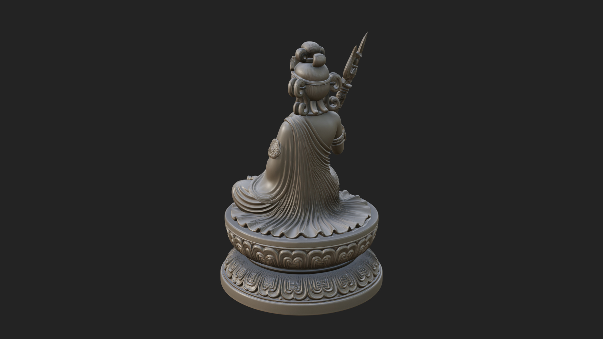 Crowned Bodhisattva Statue Design 7 3D Print Model 3D Model