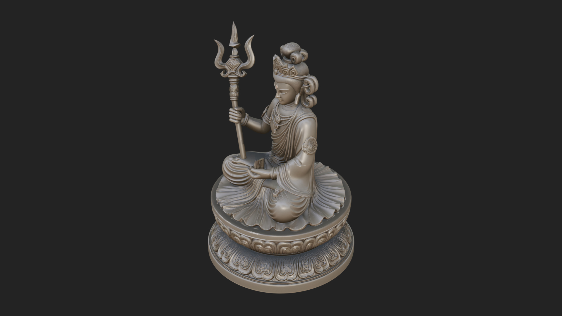 Crowned Bodhisattva Statue Design 7 3D Print Model 3D Model
