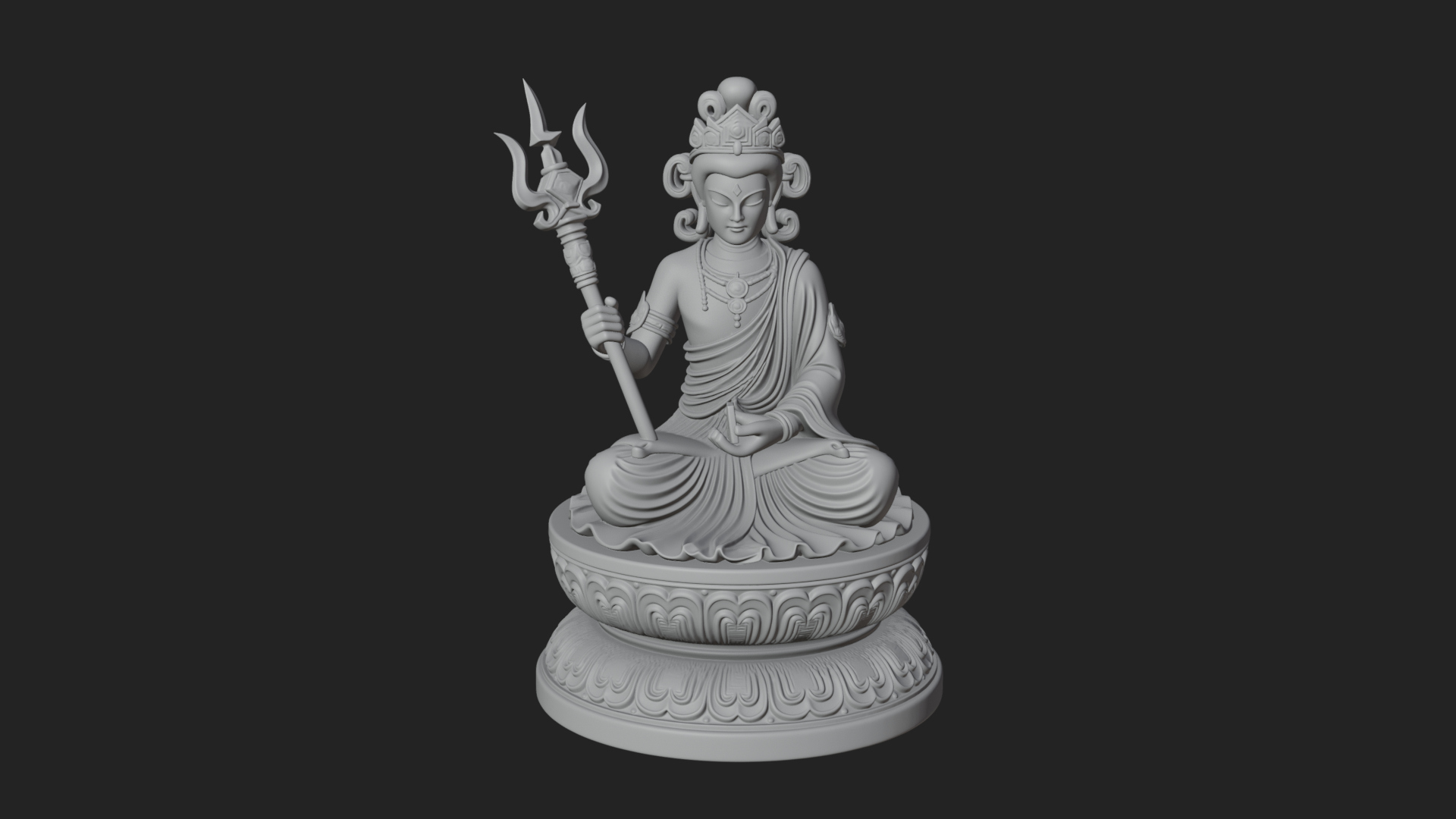 Crowned Bodhisattva Statue Design 7 3D Print Model 3D Model