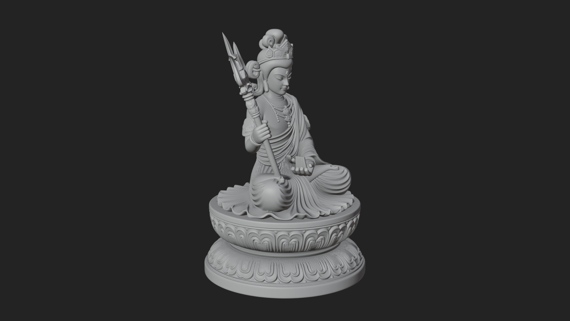 Crowned Bodhisattva Statue Design 7 3D Print Model 3D Model