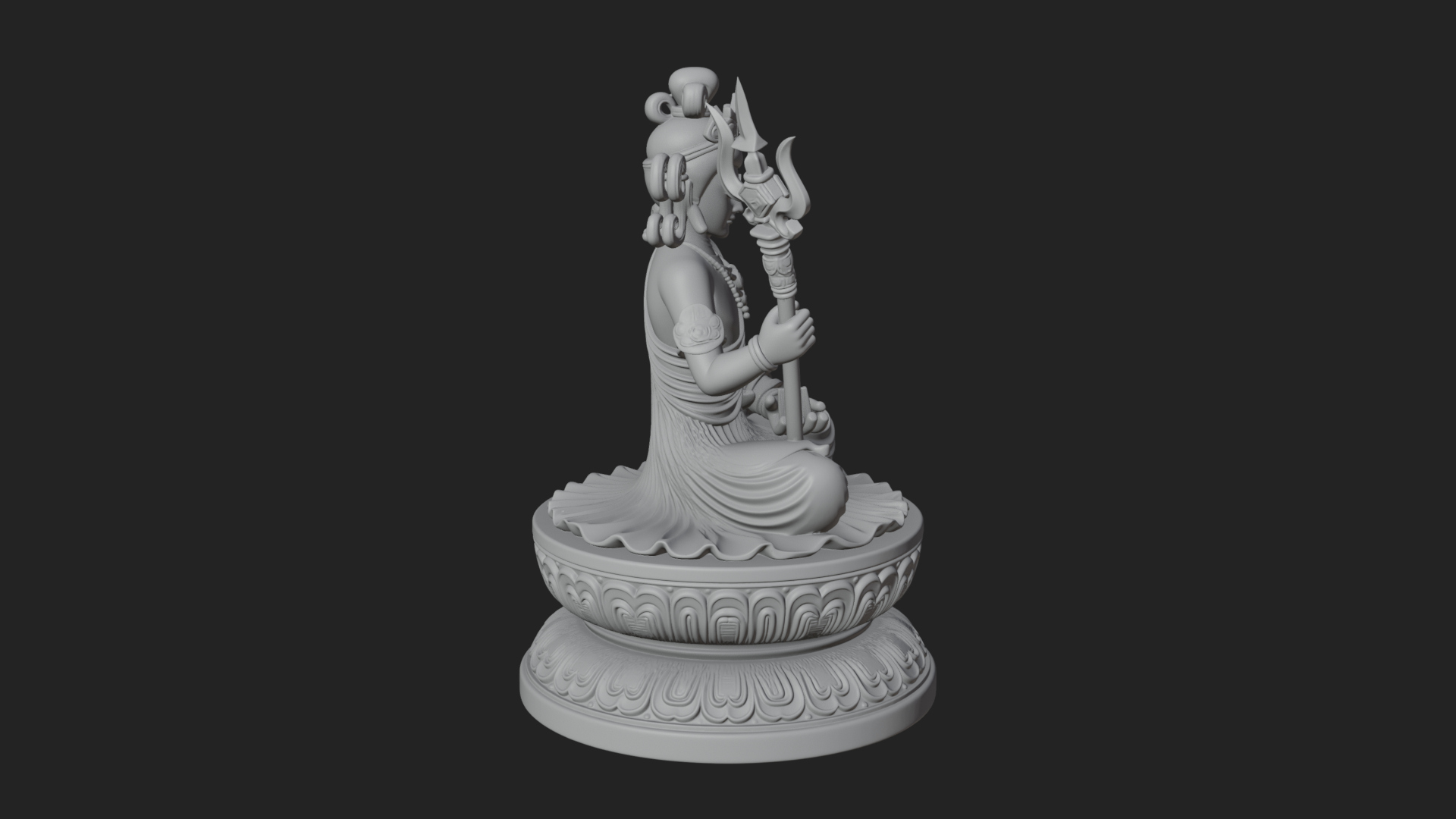 Crowned Bodhisattva Statue Design 7 3D Print Model 3D Model