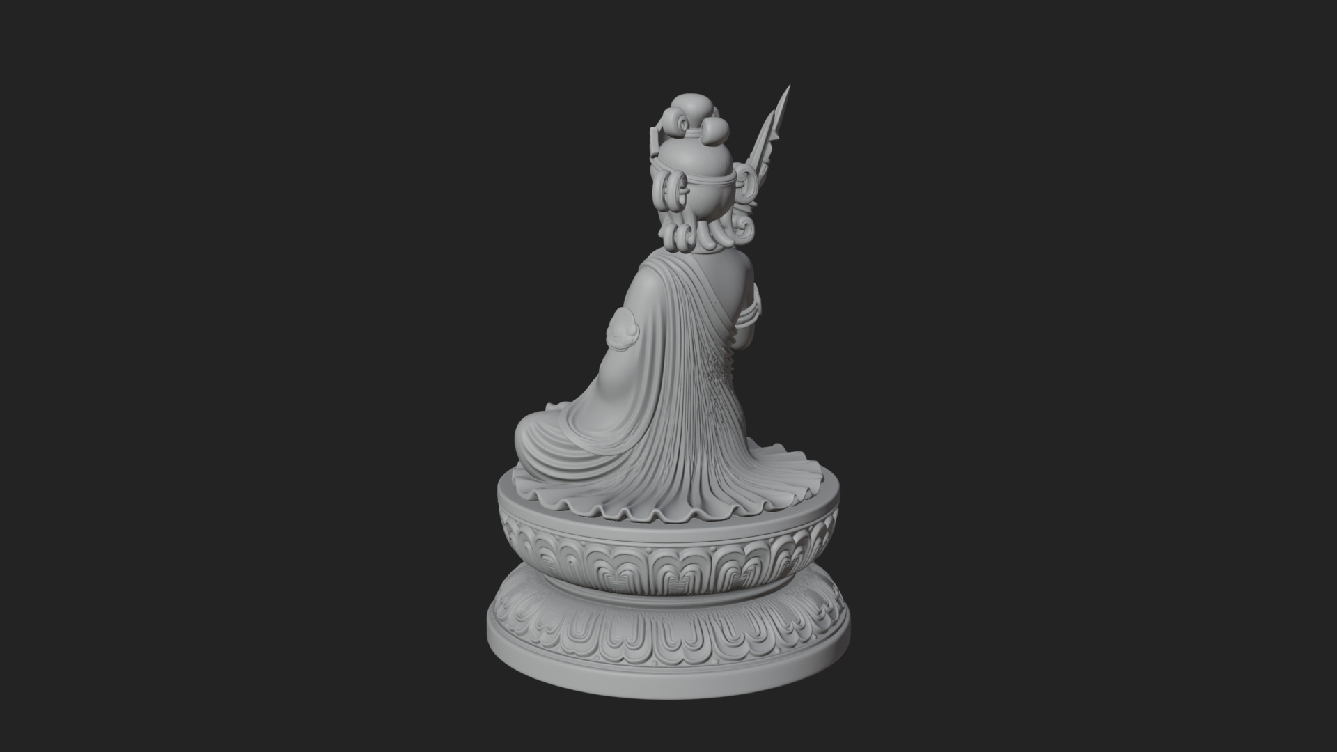 Crowned Bodhisattva Statue Design 7 3D Print Model 3D Model