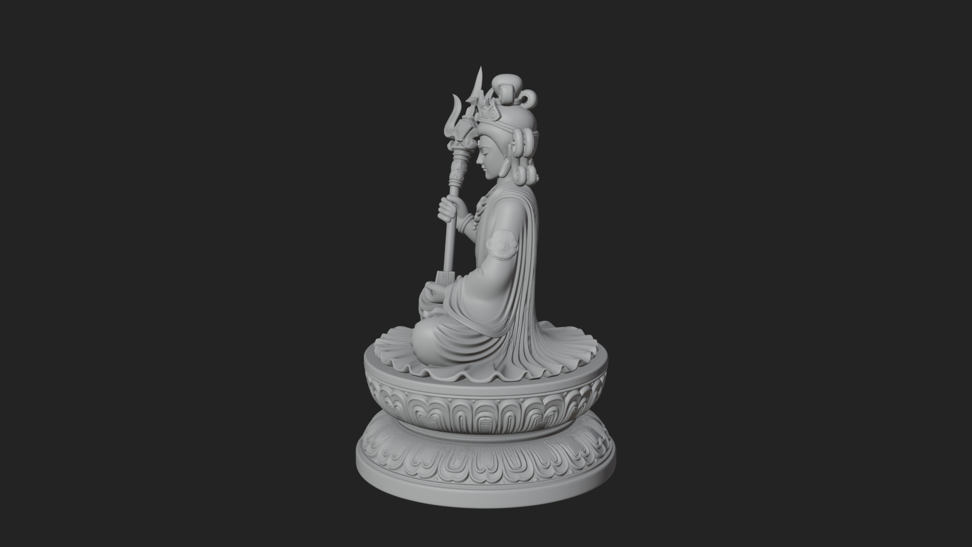 Crowned Bodhisattva Statue Design 7 3D Print Model 3D Model