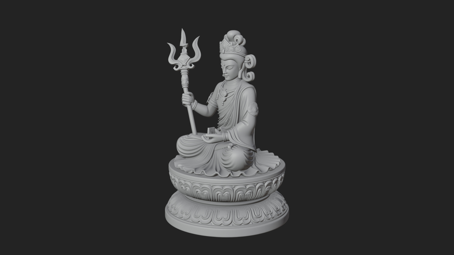 Crowned Bodhisattva Statue Design 7 3D Print Model 3D Model