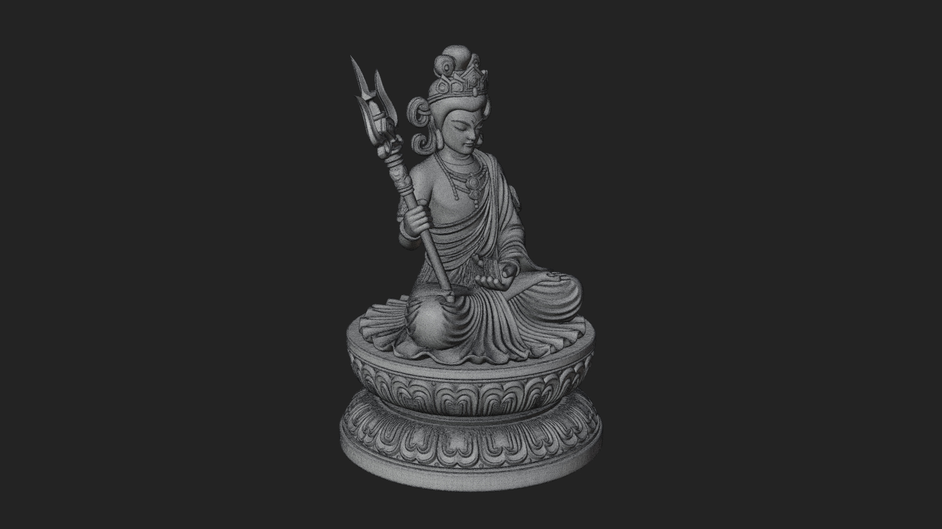 Crowned Bodhisattva Statue Design 7 3D Print Model 3D Model