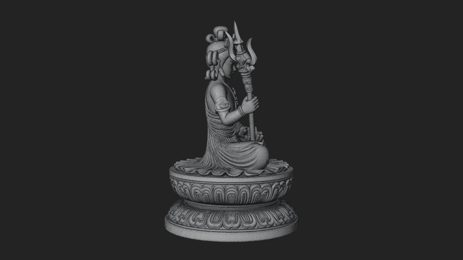 Crowned Bodhisattva Statue Design 7 3D Print Model 3D Model