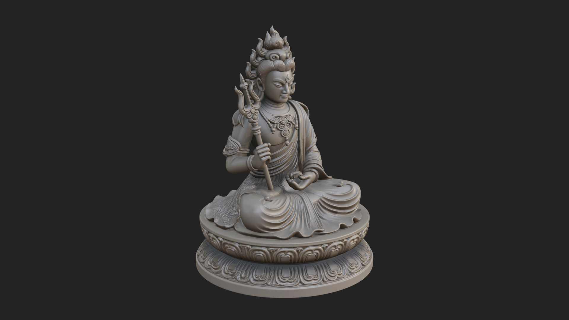 Crowned Bodhisattva Statue Design 8 3D Print Model 3D Model