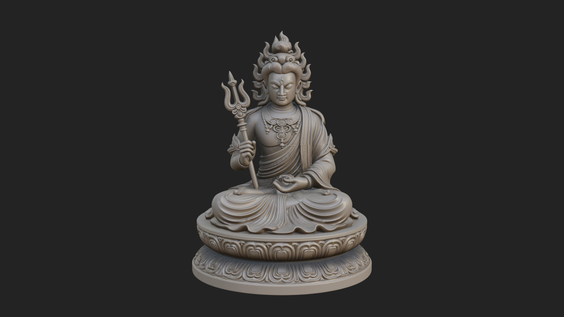Crowned Bodhisattva Statue Design 8 3D Print Model 3D Model