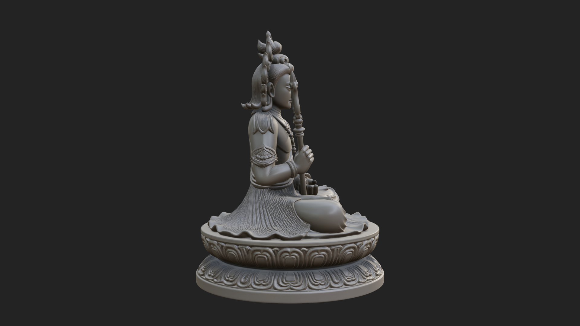 Crowned Bodhisattva Statue Design 8 3D Print Model 3D Model