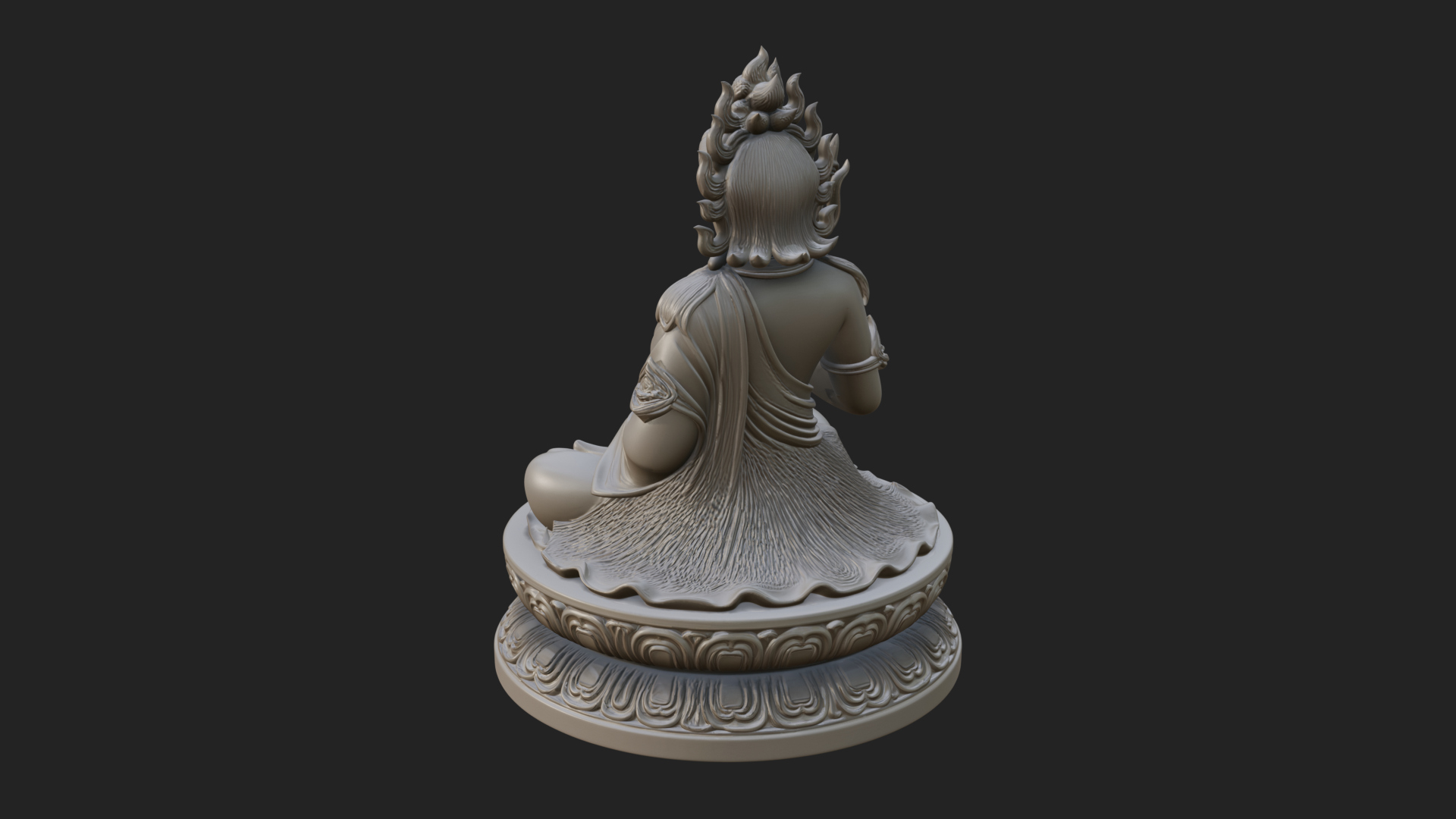 Crowned Bodhisattva Statue Design 8 3D Print Model 3D Model