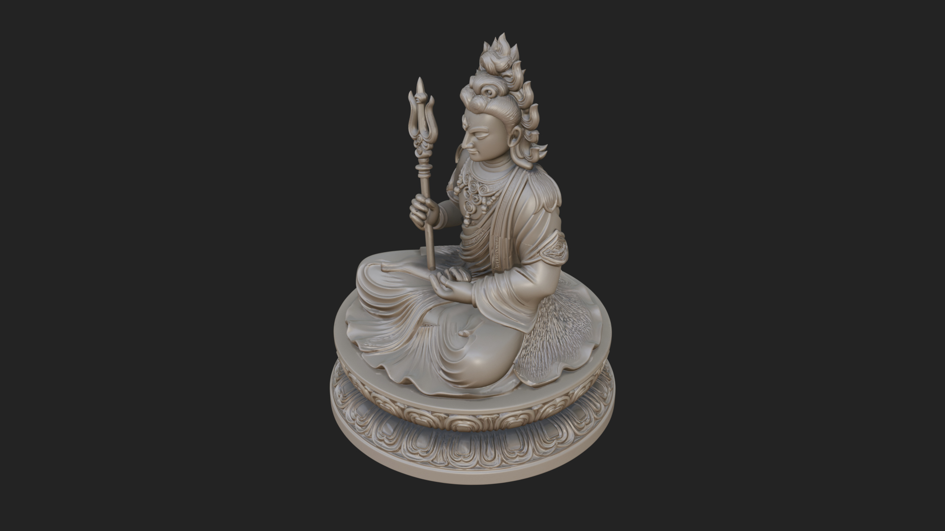 Crowned Bodhisattva Statue Design 8 3D Print Model 3D Model