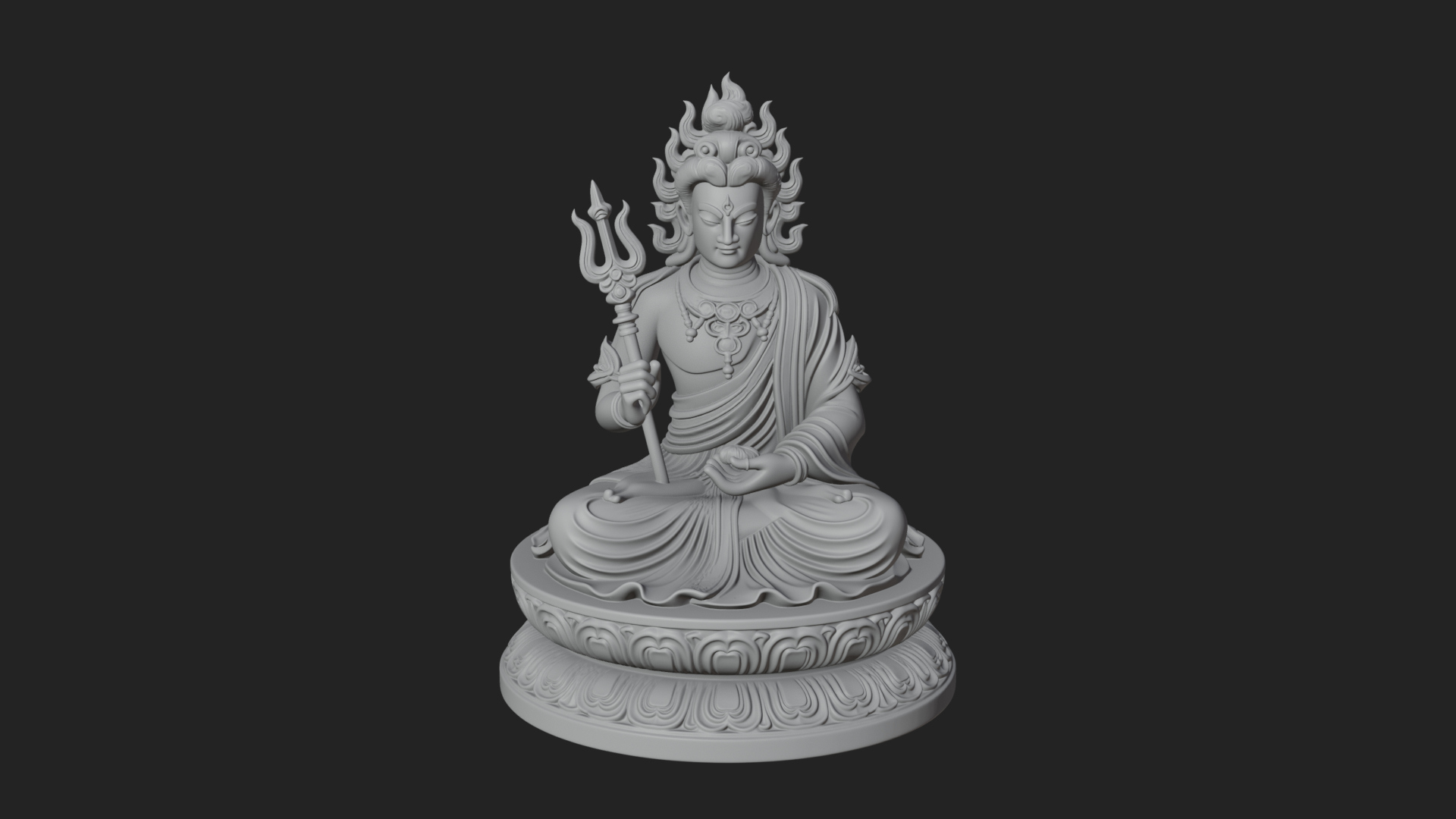 Crowned Bodhisattva Statue Design 8 3D Print Model 3D Model