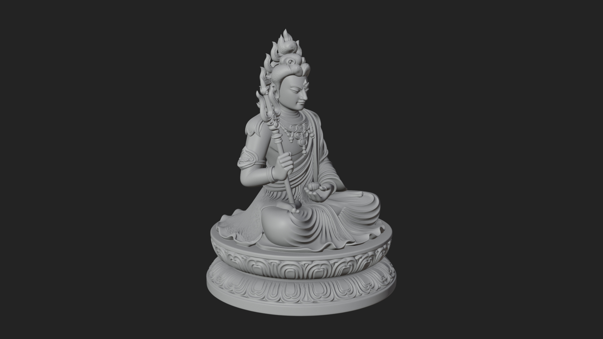 Crowned Bodhisattva Statue Design 8 3D Print Model 3D Model