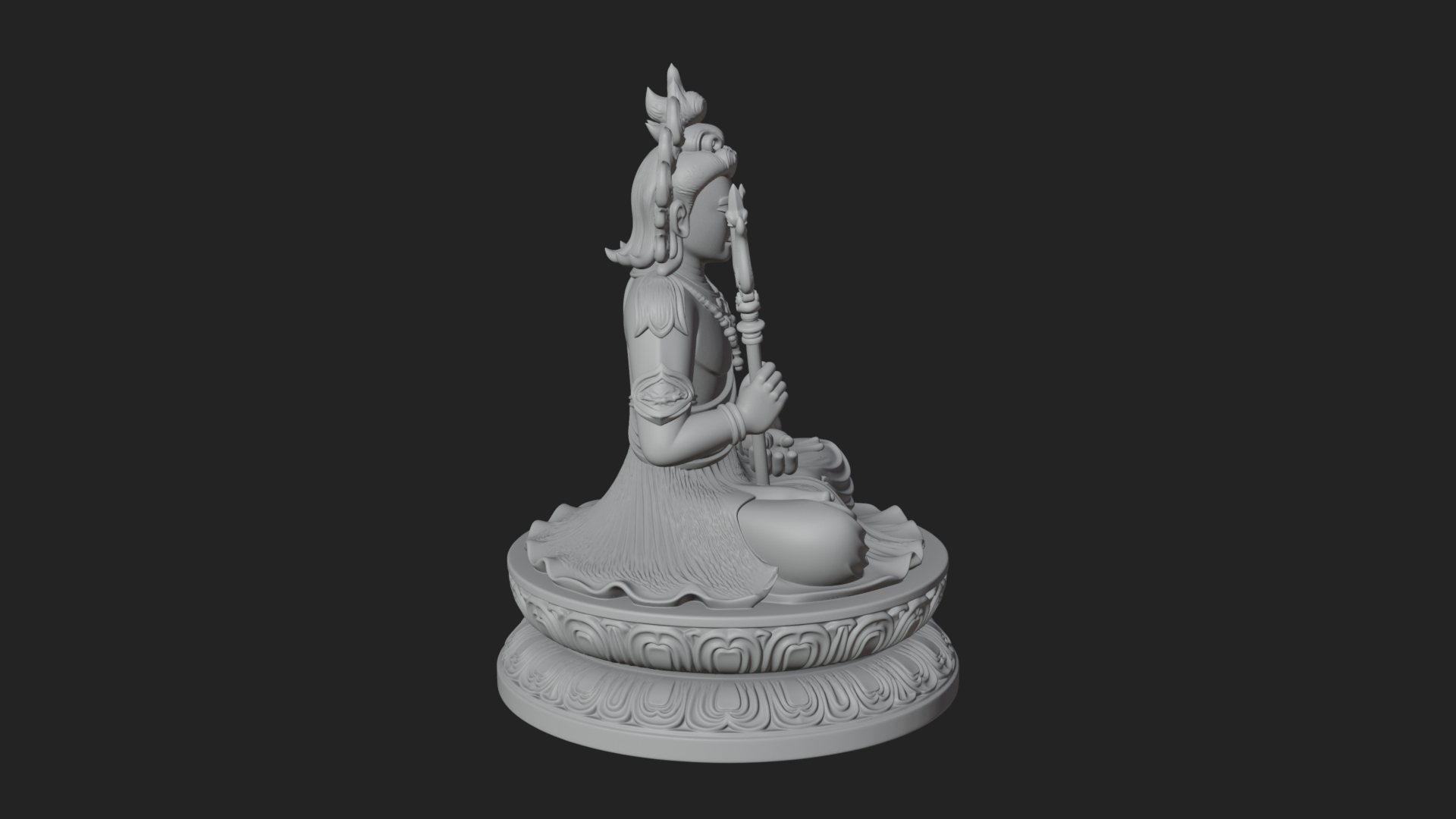 Crowned Bodhisattva Statue Design 8 3D Print Model 3D Model
