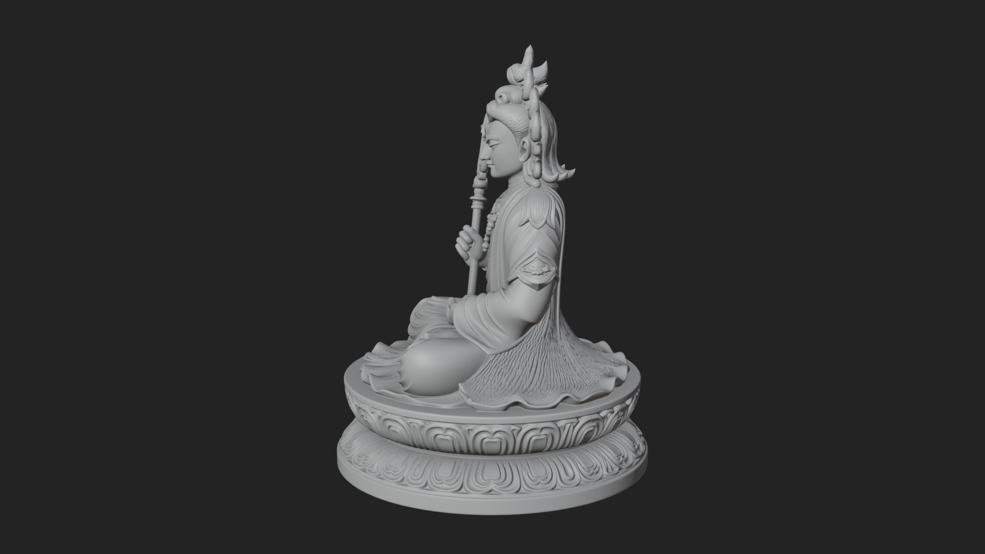 Crowned Bodhisattva Statue Design 8 3D Print Model 3D Model