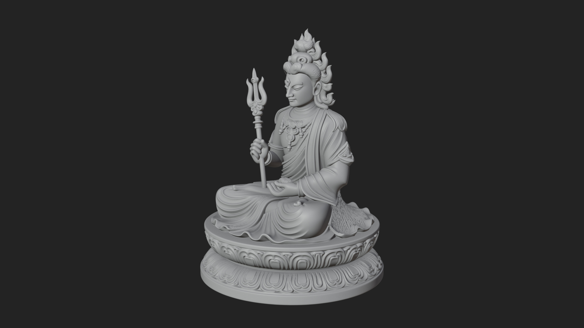 Crowned Bodhisattva Statue Design 8 3D Print Model 3D Model