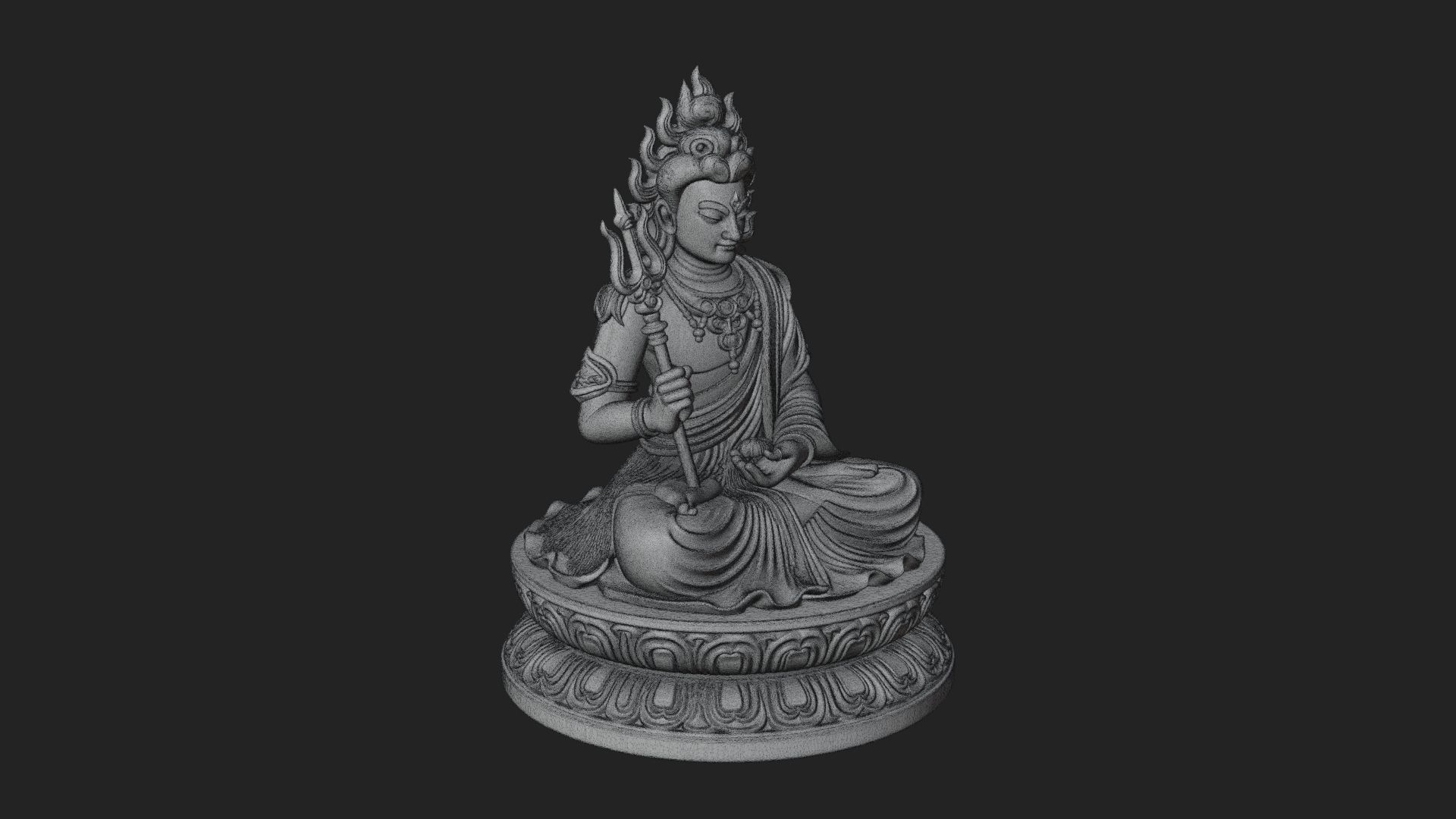 Crowned Bodhisattva Statue Design 8 3D Print Model 3D Model