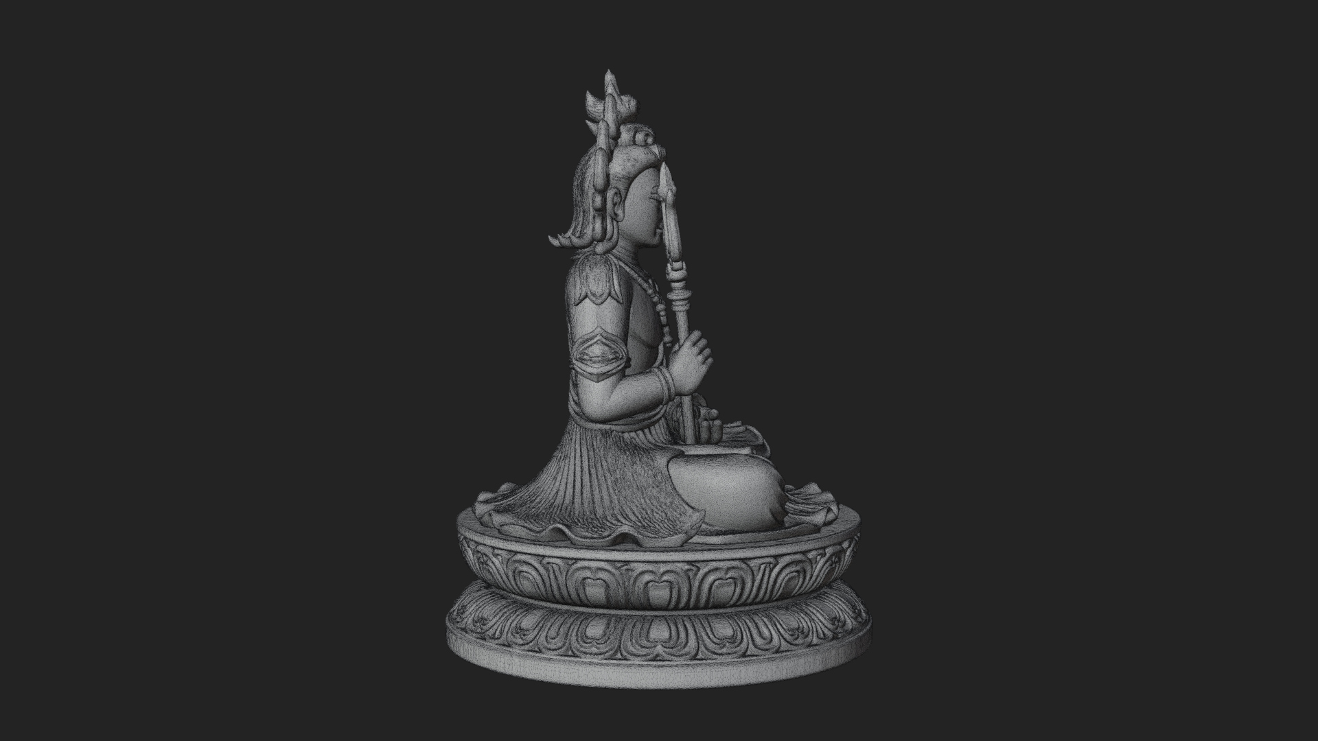 Crowned Bodhisattva Statue Design 8 3D Print Model 3D Model