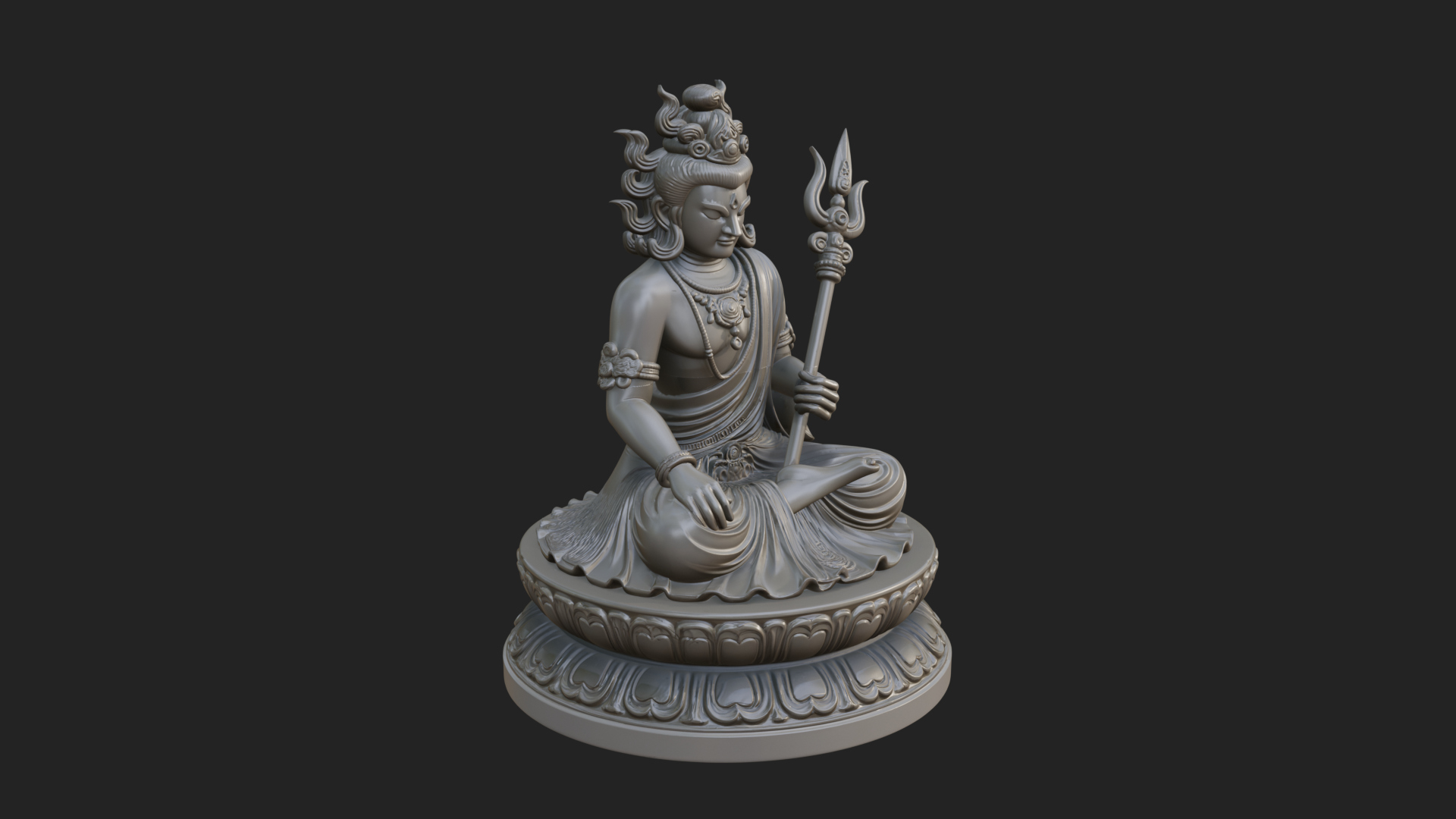 Crowned Bodhisattva Statue Design 9 3D Print Model 3D Model