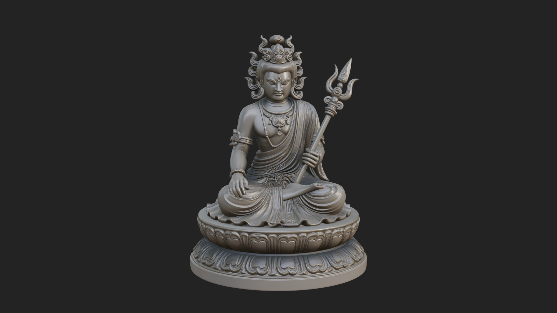 Crowned Bodhisattva Statue Design 9 3D Print Model 3D Model